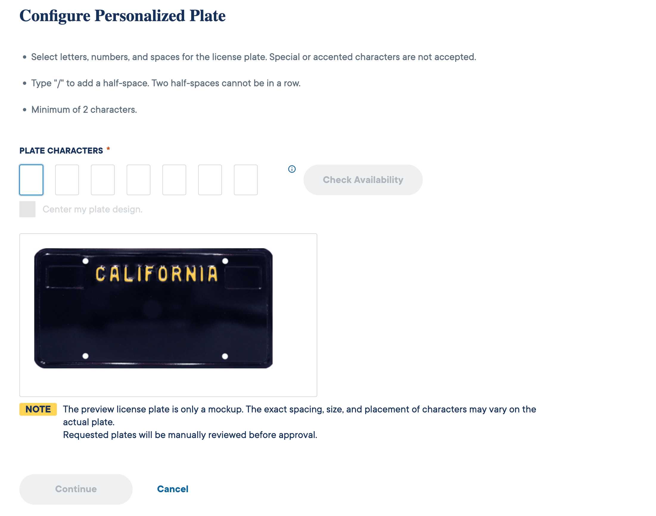 California DMV Plate Checker