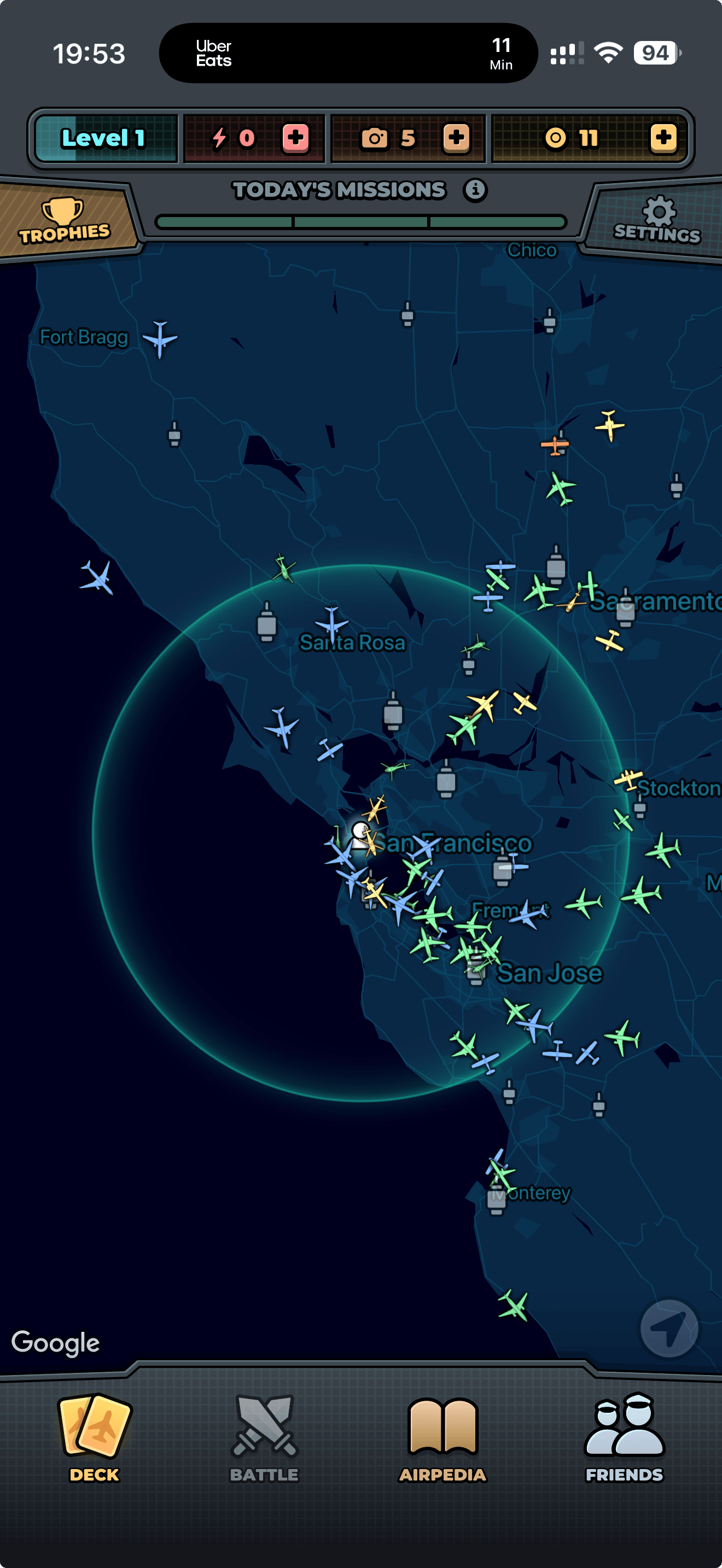 SkyCards - map view