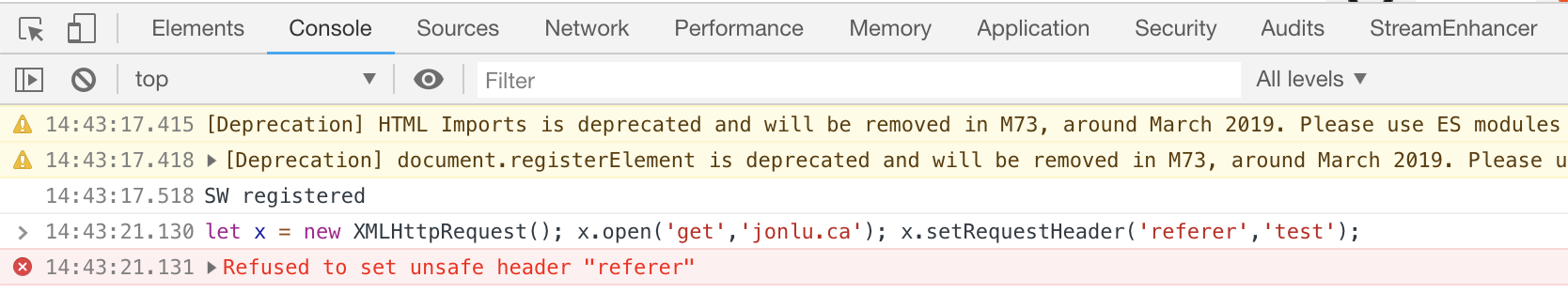 Unsafe headers in XHR